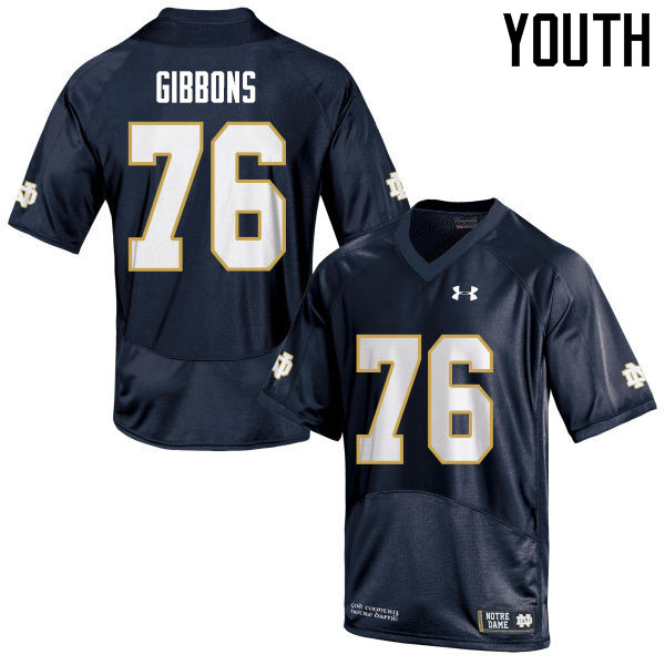 Youth #76 Dillan Gibbons Notre Dame Fighting Irish College Football Jerseys Sale-Navy